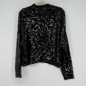 Anthropologie Pilcro Alani Cashmere Sequin Mock-Neck Sweater Size Medium